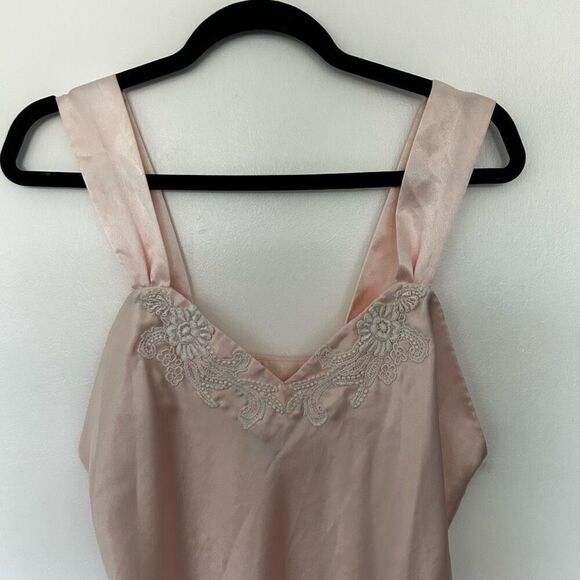 Vintage Sabrina by Mervyn’s Light Pink Satin Slip Dress Size M Wendy Lace - Picture 6 of 13